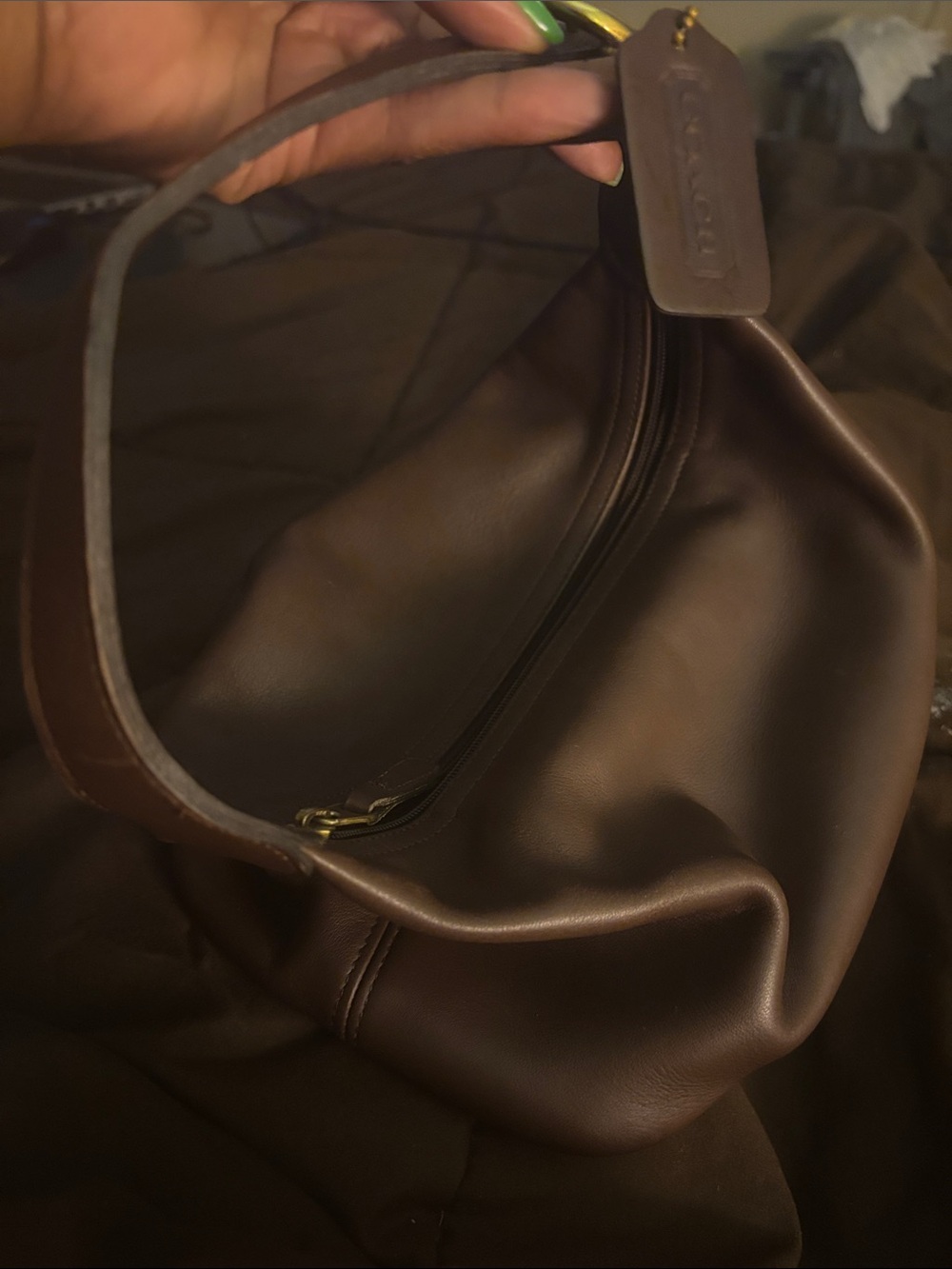 Coach Dark Brown Leather Toiletry Pouch
